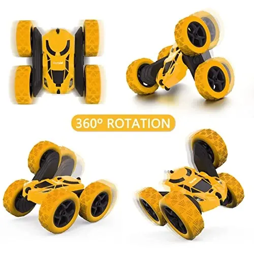 Hamdol Remote Control Stunt Car for Kids, 360° Rotating Double-Sided RC Toy Vehicle with LED Headlights, 4WD 2.4GHz Rechargeable Electric Car, Boys & Girls Toy, Birthday Ages 6–12 - 2