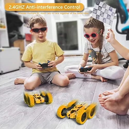 Hamdol Remote Control Stunt Car for Kids, 360° Rotating Double-Sided RC Toy Vehicle with LED Headlights, 4WD 2.4GHz Rechargeable Electric Car, Boys & Girls Toy, Birthday Ages 6–12 - 5