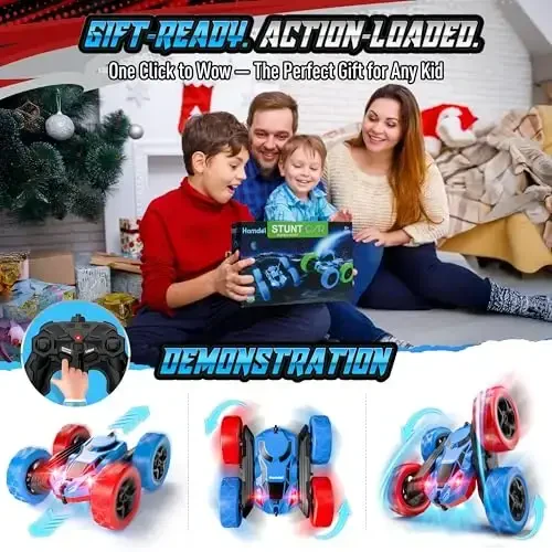 Hamdol STEM Remote Control Car for Kids, 360° Spinning Double-Sided Coloured Design RC Stunt Car with LED Lights, USB-C Rechargeable Educational Toy for Boys Ages 6–12, Ideal Birthday - 7