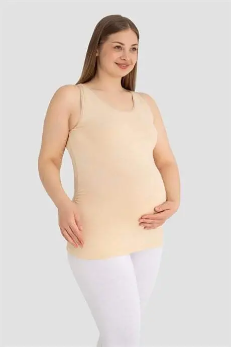 Hamile Atlet Kalın Askılı Pamuklu Likralı Esnek Ten 3'lü Paket - 3