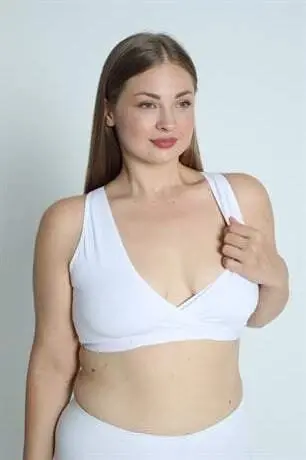 Hamile Emzirme Büstiyeri Sporcu Beyaz Yarım Atlet - 5