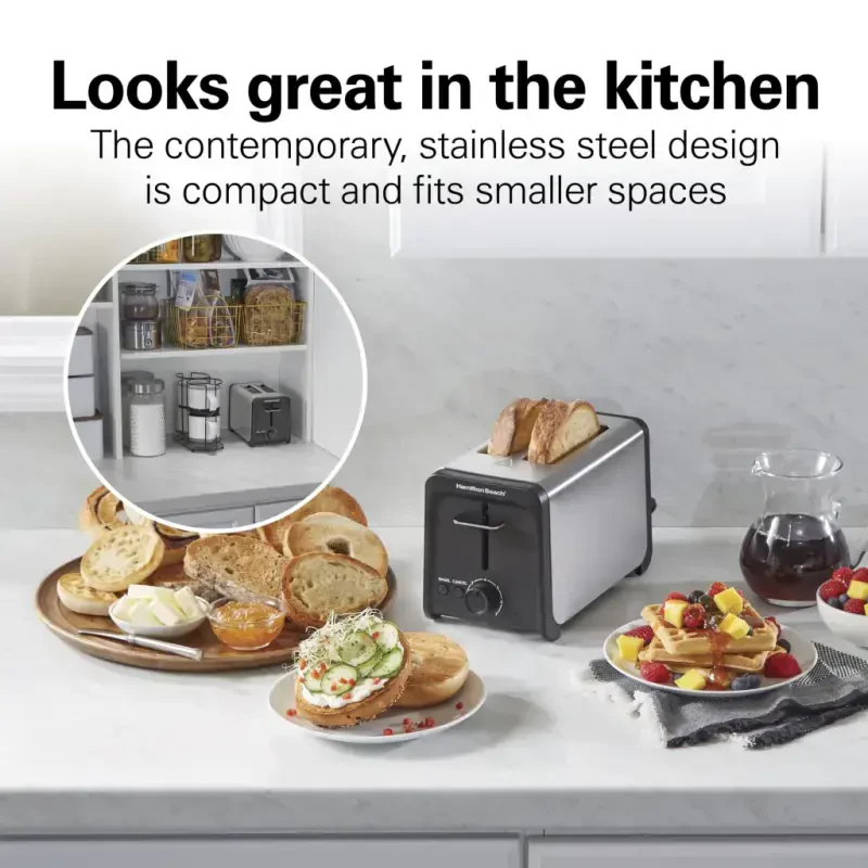 Hamilton Beach 2 Slice Toaster with Wide Slots, Bagel Function, Toast Boost, Stainless, New, 22997F - 2
