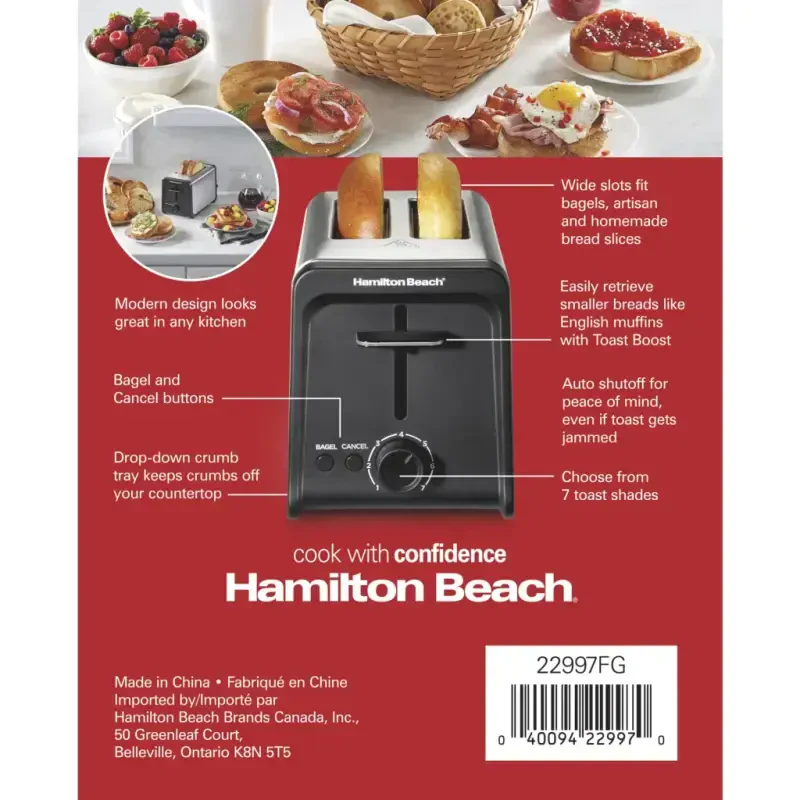 Hamilton Beach 2 Slice Toaster with Wide Slots, Bagel Function, Toast Boost, Stainless, New, 22997F - 13