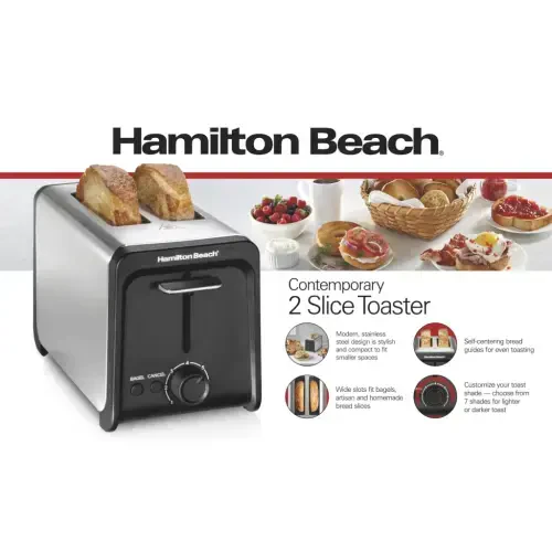 Hamilton Beach keng tirqishli, bagel funksiyali, tost kuchaytirgichli, zanglamaydigan po'latdan yasalgan 2 bo'lakli toaster, yangi, 22997F - 12