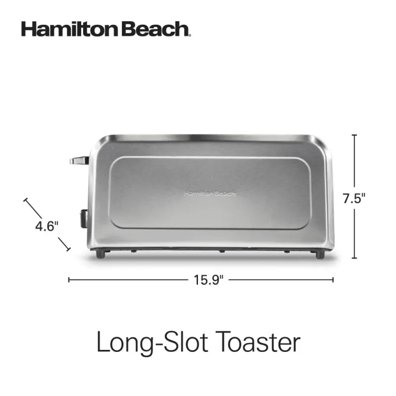 Hamilton Beach Long-Slot 2-Slice Capacity Toaster, Stainless Steel with Slim Design - 8