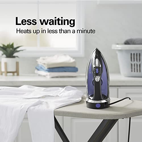 Hamilton Beach Steam Iron for Clothes & Garment Steamer with Smooth Press Stainless Steel Soleplate, 1200 Watts, 8’ Retractable Cord, Black (14214) - 4