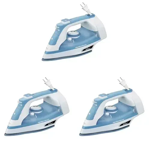 Hamilton Beach Steam Iron & Vertical Steamer for Clothe with Scratch-Resistant Soleplate, Adjustable Steam Settings + 8’ Cord Wrap, 3-Way Auto Shutoff, Anti-Drip, Self-Cleaning, 1500 Watts(Pack of 3) - 1