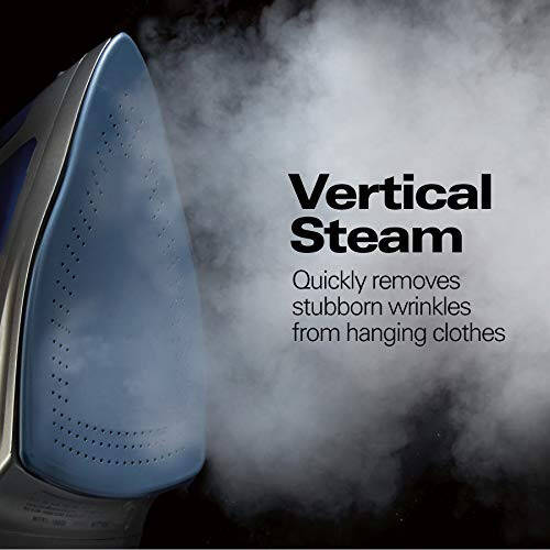 Hamilton Beach Steam Iron & Vertical Steamer for Clothes with Scratch-Resistant Durathon Soleplate, 3-Way Auto Shutoff, Anti-Drip, 8' Ret retractable Cord, 1500 Watts, Blue - 5