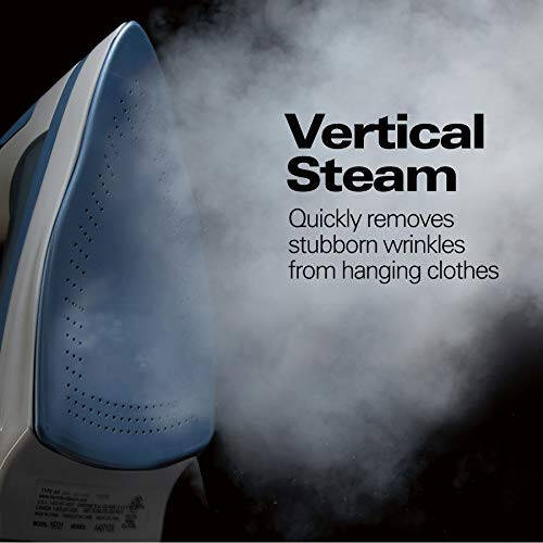 Hamilton Beach Steam Iron & Vertical Steamer for Clothes with Scratch-Resistant Soleplate, Adjustable Steam Settings + 8’ Cord Wrap, 3-Way Auto Shutoff, Anti-Drip, Self-Cleaning, 1500 Watts, Blue - 6