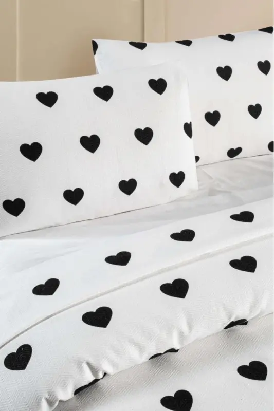 Hamlet Fitted Sheet Double Size Pique Bedspread - Black - 2