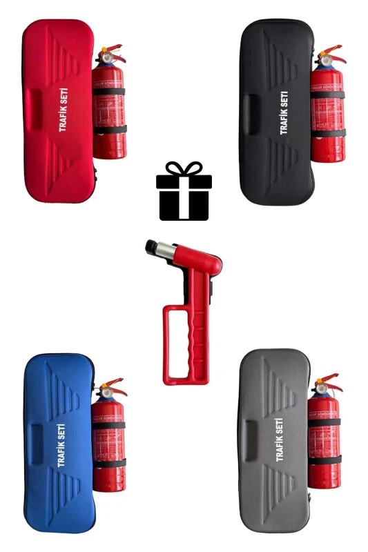 Hammered Black Eva Traffic Set And 1 Kg Fire Extinguisher - 1