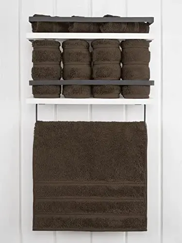 Hammom uchun American Soft Linen hashamatli qo'l sochiqlari, 600 GSM og'ir vaznli 16x28 o'lchamli 100% paxtali Turkcha 4 qismli qo'l va yuz sochiq to'plami, jigarrang qo'l sochiqlari - 2