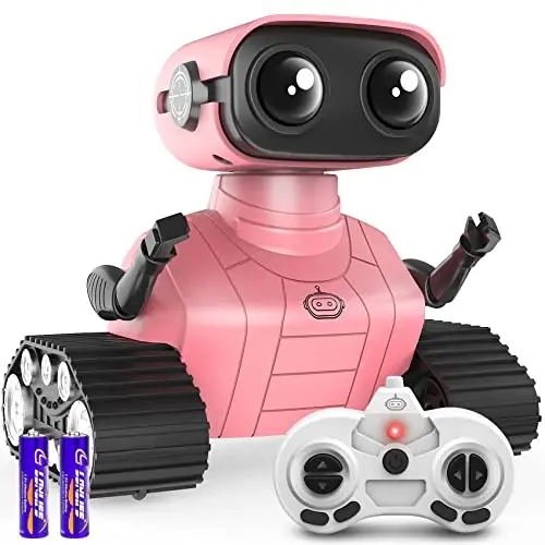 Hamourd Qizlar uchun robot o'yinchoqlar, Walkie-Talkie funktsiyali robotlar, imo-ishorani sezish, moslashuvchan bosh va qo'llar, harakatni dasturlash, moslashuvchan bosh va qo'llar, musiqa va porloq LED ko'zlar, 6-8 yoshdagi qizlar uchun o'yinchoqlar 2-7 - 1