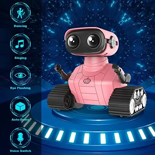 Hamourd Qizlar uchun robot o'yinchoqlar, Walkie-Talkie funktsiyali robotlar, imo-ishorani sezish, moslashuvchan bosh va qo'llar, harakatni dasturlash, moslashuvchan bosh va qo'llar, musiqa va porloq LED ko'zlar, 6-8 yoshdagi qizlar uchun o'yinchoqlar 2-7 - 2