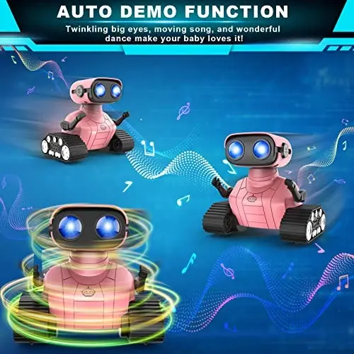 Hamourd Qizlar uchun robot o'yinchoqlar, Walkie-Talkie funktsiyali robotlar, imo-ishorani sezish, moslashuvchan bosh va qo'llar, harakatni dasturlash, moslashuvchan bosh va qo'llar, musiqa va porloq LED ko'zlar, 6-8 yoshdagi qizlar uchun o'yinchoqlar 2-7 - 3