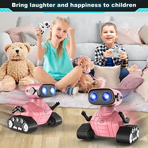 Hamourd Qizlar uchun robot o'yinchoqlar, Walkie-Talkie funktsiyali robotlar, imo-ishorani sezish, moslashuvchan bosh va qo'llar, harakatni dasturlash, moslashuvchan bosh va qo'llar, musiqa va porloq LED ko'zlar, 6-8 yoshdagi qizlar uchun o'yinchoqlar 2-7 - 5