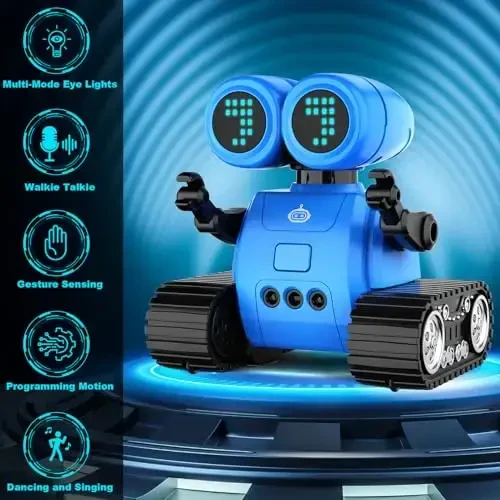 Hamourd Robot o'g'il bolalar va qizlar uchun o'yinchoqlar, Walkie-Talkie funktsiyali Emo Robot, imo-ishorani sezish, moslashuvchan bosh va qo'llar, harakatni dasturlash, raqs harakatlari, musiqa, ko'p rejimli LED ko'z, yoshdagilar uchun o'yinchoqlar - HAMOURD (1)