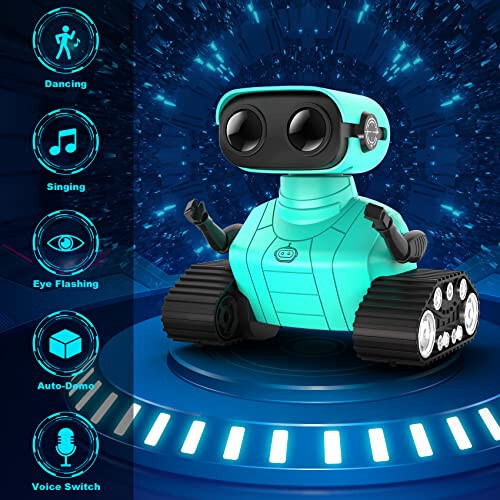 Hamourd Robot Oyuncaklar - Çocuk Oyuncakları Şarj Edilebilir RC Robotlar, Otomatik Gösteri Özelliğiyle Uzaktan Kumandalı Oyuncak, Esnek Kafa ve Kollar, Dans Hareketleri, Müzik, Parlayan LED Gözler, Kız ve Erkek Çocuk Oyuncakları Doğum Günü - 2