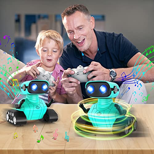 Hamourd Robot Toys - Kids Toys Rechargeable RC Robots, Remote Control Toy with Auto-Demonstration, Flexible Head & Arms, Dance Moves, Music, Shining LED Eyes, for Girls Boys - 6
