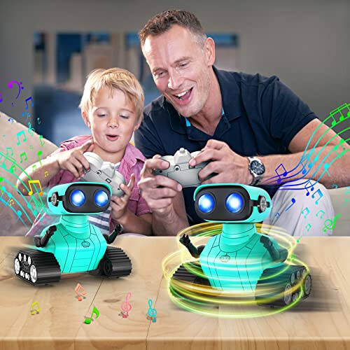 Hamourd Robot Toys - Kids Toys Rechargeable RC Robots, Remote Control Toy with Auto-Demonstration, Flexible Head & Arms, Dance Moves, Music, Shining LED Eyes, for Girls Boys - 6