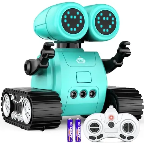 Hamourd Robot Toys - Kids Rechargeable RC Robots with Gesture Sensing, Walkie-Talkie, Flexible Head & Arms, Programming Motion, Dance Moves, Music, Shining LED Eyes, Girls Boys Birthday,Jade Green - 4