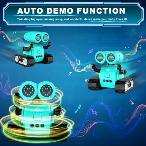 Hamourd Robot Toys - Kids Rechargeable RC Robots with Gesture Sensing, Walkie-Talkie, Flexible Head & Arms, Programming Motion, Dance Moves, Music, Shining LED Eyes, Girls Boys Birthday,Jade Green - 6