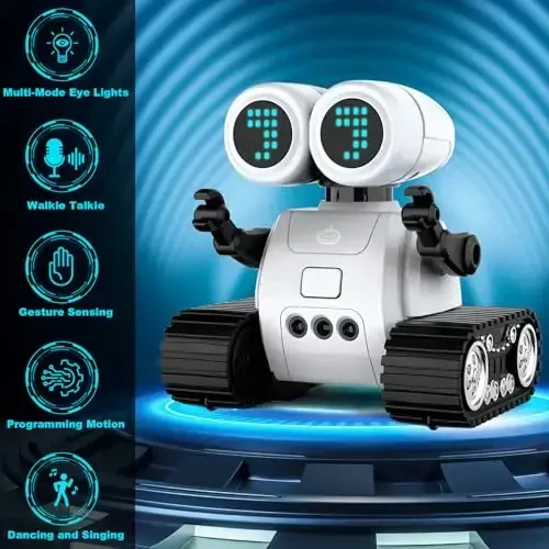 Hamourd Robot Toys for 3 Years Old Boys Girls- Robots with Walkie-Talkie Function, Gesture Sensing, Flexible Head & Arms, Programming Motion, Dance Moves, Music, and Shining LED Eyes, Kids Toys Gifts - MODAZONE (1)