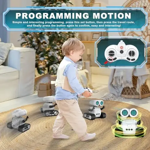 Hamourd Robot Toys for 3 Years Old Boys Girls- Robots with Walkie-Talkie Function, Gesture Sensing, Flexible Head & Arms, Programming Motion, Dance Moves, Music, and Shining LED Eyes, Kids Toys Gifts - 5