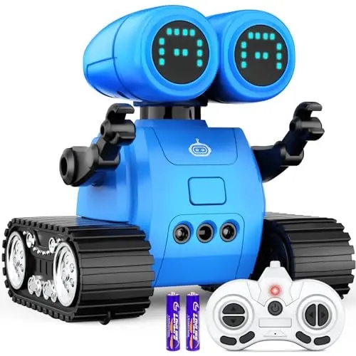 Hamourd Robot Toys for Boys Girls, Emo Robot with Walkie-Talkie Function, Gesture Sensing, Flexible Head & Arms, Programming Motion, Dance Moves, Music, Multi-Mode LED Eye, Toys for Ages - 1
