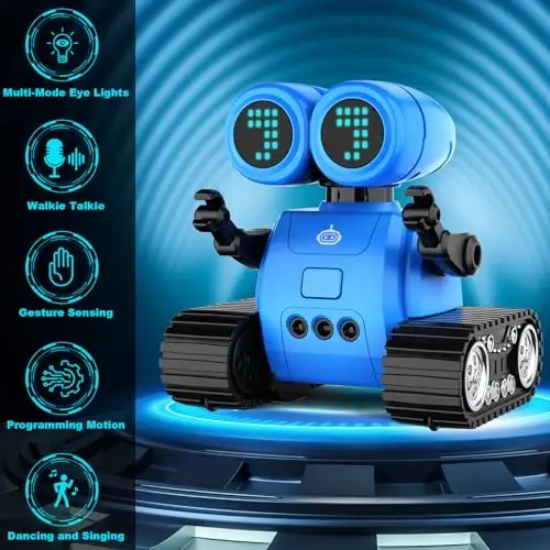 Hamourd Robot Toys for Boys Girls, Emo Robot with Walkie-Talkie Function, Gesture Sensing, Flexible Head & Arms, Programming Motion, Dance Moves, Music, Multi-Mode LED Eye, Toys for Ages - Hamourd (1)