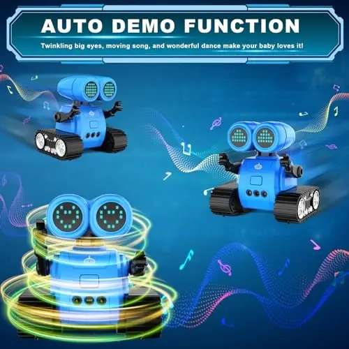 Hamourd Robot Toys for Boys Girls, Emo Robot with Walkie-Talkie Function, Gesture Sensing, Flexible Head & Arms, Programming Motion, Dance Moves, Music, Multi-Mode LED Eye, Toys for Ages - 3