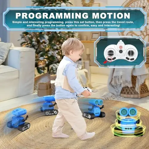 Hamourd Robot Toys for Boys Girls, Emo Robot with Walkie-Talkie Function, Gesture Sensing, Flexible Head & Arms, Programming Motion, Dance Moves, Music, Multi-Mode LED Eye, Toys for Ages - 5