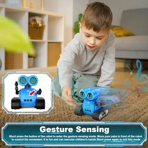 Hamourd Robot Toys for Boys Girls, Emo Robot with Walkie-Talkie Function, Gesture Sensing, Flexible Head & Arms, Programming Motion, Dance Moves, Music, Multi-Mode LED Eye, Toys for Ages - 6
