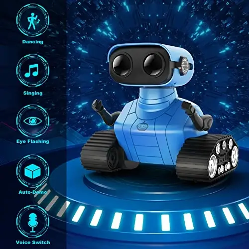 Hamourd Robot Toys for Boys Girls, Rechargeable Remote Control Emo Robots with Auto-Demonstration, Flexible Head & Arms, Dance Moves, Music, Shining LED Eyes for 5+ Years Old Kids - Hamourd (1)