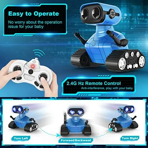Hamourd Robot Toys for Boys Girls, Rechargeable Remote Control Emo Robots with Auto-Demonstration, Flexible Head & Arms, Dance Moves, Music, Shining LED Eyes for 5+ Years Old Kids - 4