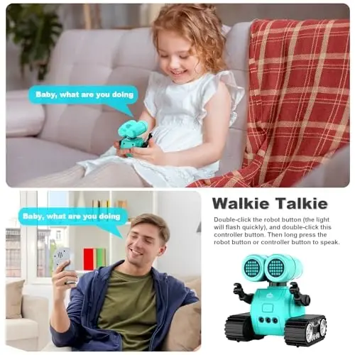 Hamourd Robot Toys - Kids Rechargeable RC Robots with Gesture Sensing, Walkie-Talkie, Flexible Head & Arms, Programming Motion, Dance Moves, Music, Shining LED Eyes, Girls Boys Birthday,Jade Green - 1