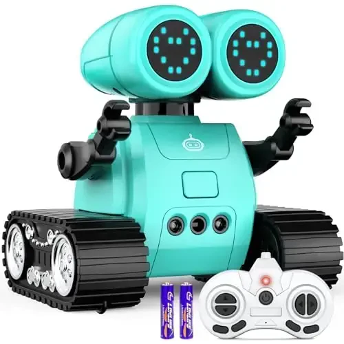 Hamourd Robot Toys - Kids Rechargeable RC Robots with Gesture Sensing, Walkie-Talkie, Flexible Head & Arms, Programming Motion, Dance Moves, Music, Shining LED Eyes, Girls Boys Birthday,Jade Green - 4