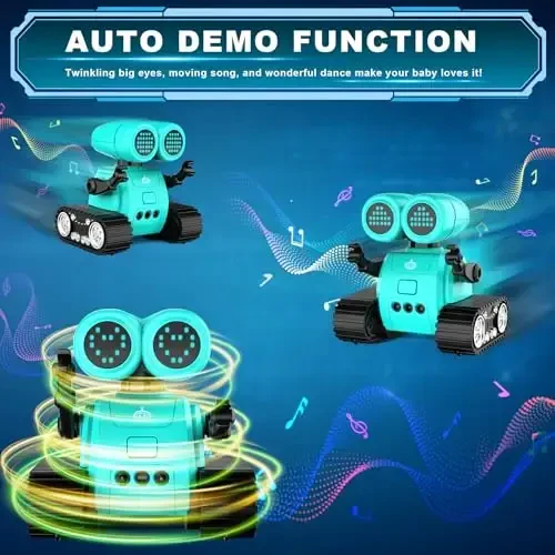 Hamourd Robot Toys - Kids Rechargeable RC Robots with Gesture Sensing, Walkie-Talkie, Flexible Head & Arms, Programming Motion, Dance Moves, Music, Shining LED Eyes, Girls Boys Birthday,Jade Green - 6