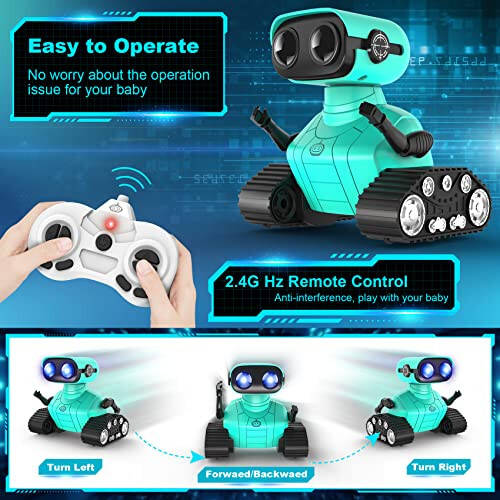 Hamourd Robot Toys - Kids Toys Rechargeable RC Robots, Remote Control Toy with Auto-Demonstration, Flexible Head & Arms, Dance Moves, Music, Shining LED Eyes, Girls Boys Toys Birthday - 4