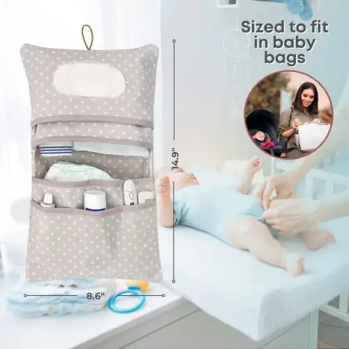 HAMUR Baby Bag Organizer, Portable Stroller Mini Diaper Bag Pouches Travel Gear, Foldable Newborn Baby Essentials Carriage Bag for Boys & Girls (Fox) - 2