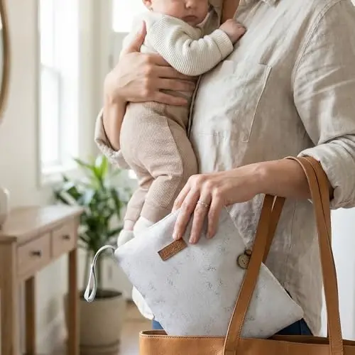 HAMUR Baby Diaper Bag Organizer – Compact & Foldable Stroller Pouch for Newborn Essentials | Travel-Friendly | Fits Boys & Girls (Solid Grey) - HAMUR HOME (1)