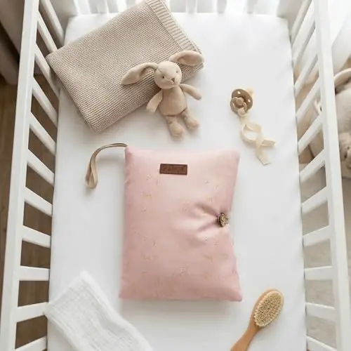 HAMUR Baby Diaper Bag Organizer – Compact & Foldable Stroller Pouch for Newborn Essentials | Travel-Friendly | Fits Boys & Girls (Solid Pink) - HAMUR HOME