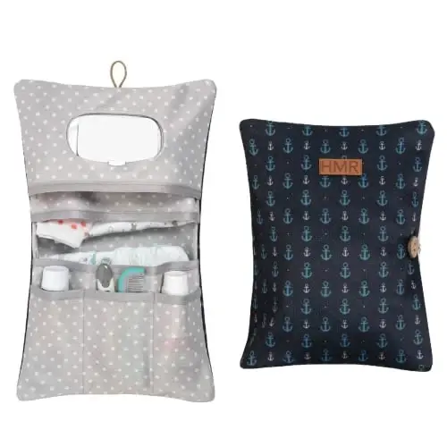 HAMUR Baby Diaper Bag Organizer – Travel-Friendly, Compact & Foldable | Stroller Pouch for Newborn Essentials – Must-Have for Boys & Girls (Anchor) 