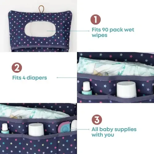 HAMUR Baby Diaper Bag Organizer – Travel-Friendly, Compact & Foldable | Stroller Pouch for Newborn Essentials – Must-Have for Boys & Girls (Purple) - 3