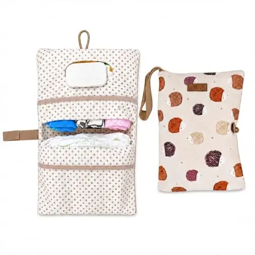 HAMUR Baby Diaper Bag Organizer – Compact & Foldable Stroller Pouch for Newborn Essentials | Travel-Friendly | Fits Boys & Girls (Urchin) - 1