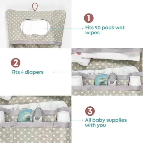HAMUR Baby Diaper Bag Organizer – Travel-Friendly, Compact & Foldable | Stroller Pouch for Newborn Essentials – Must-Have for Boys & Girls (Leaves) - 1