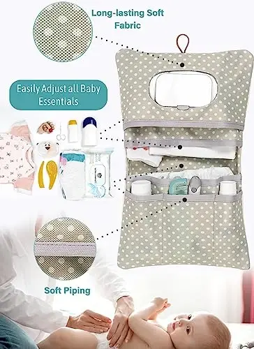 HAMUR Baby Diaper Bag Organizer – Travel-Friendly, Compact & Foldable | Stroller Pouch for Newborn Essentials – Must-Have for Boys & Girls (Leaves) - 4