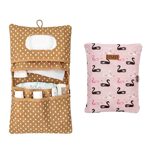 HAMUR Baby Diaper Bag Organizer – Travel-Friendly, Compact & Foldable | Stroller Pouch for Newborn Essentials – Must-Have for Boys & Girls (Swan) 