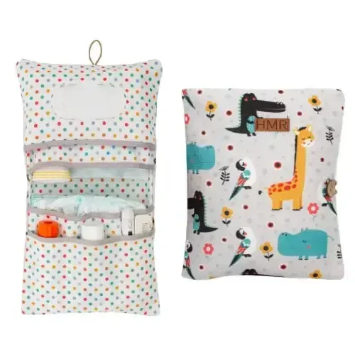 HAMUR Baby Diaper Bag Organizer – Travel-Friendly, Compact & Foldable | Stroller Pouch for Newborn Essentials – Must-Have for Boys & Girls (Animal) - 1