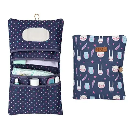 HAMUR Baby Diaper Bag Organizer – Travel-Friendly, Compact & Foldable | Stroller Pouch for Newborn Essentials – Must-Have for Boys & Girls (Purple) - 1